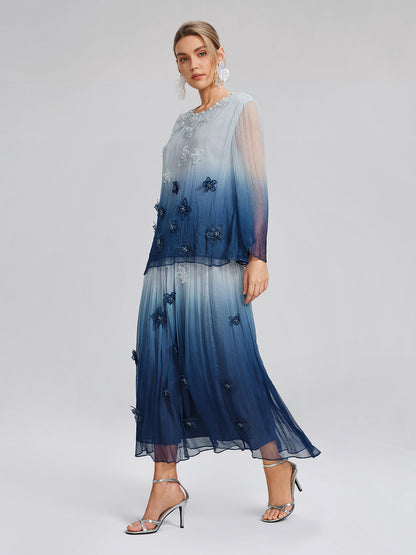 Eco Gradient-Dyed Floral-Embellished Blouse