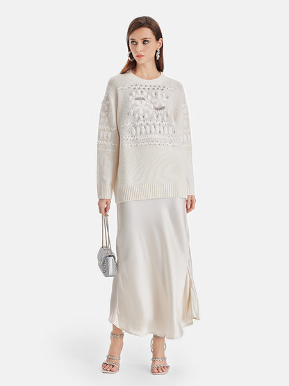 Cashmere Jacquard Pullover Sweater