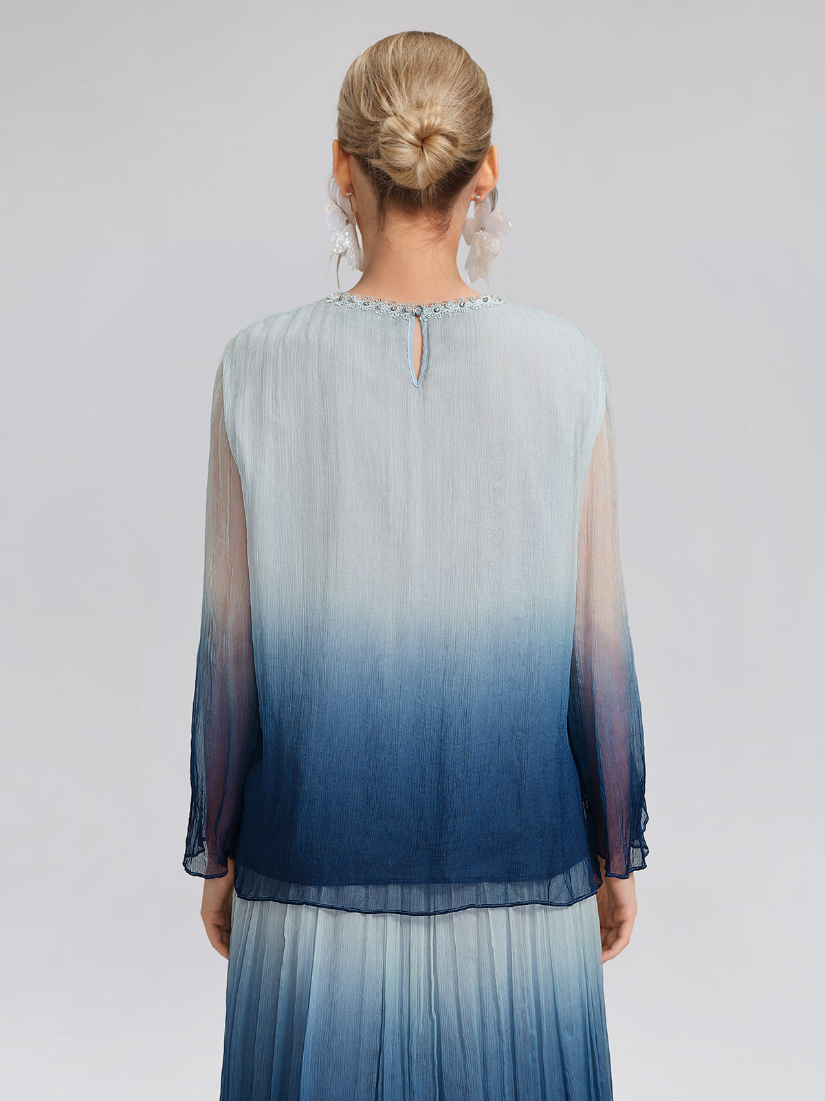 Eco Gradient-Dyed Floral-Embellished Blouse