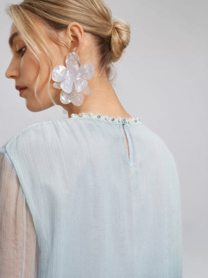 Eco Gradient-Dyed Floral-Embellished Blouse