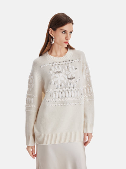 Cashmere Jacquard Pullover Sweater