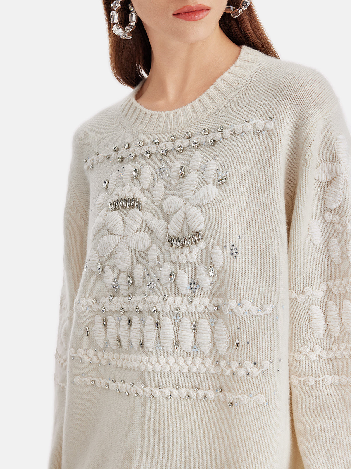 Cashmere Jacquard Pullover Sweater