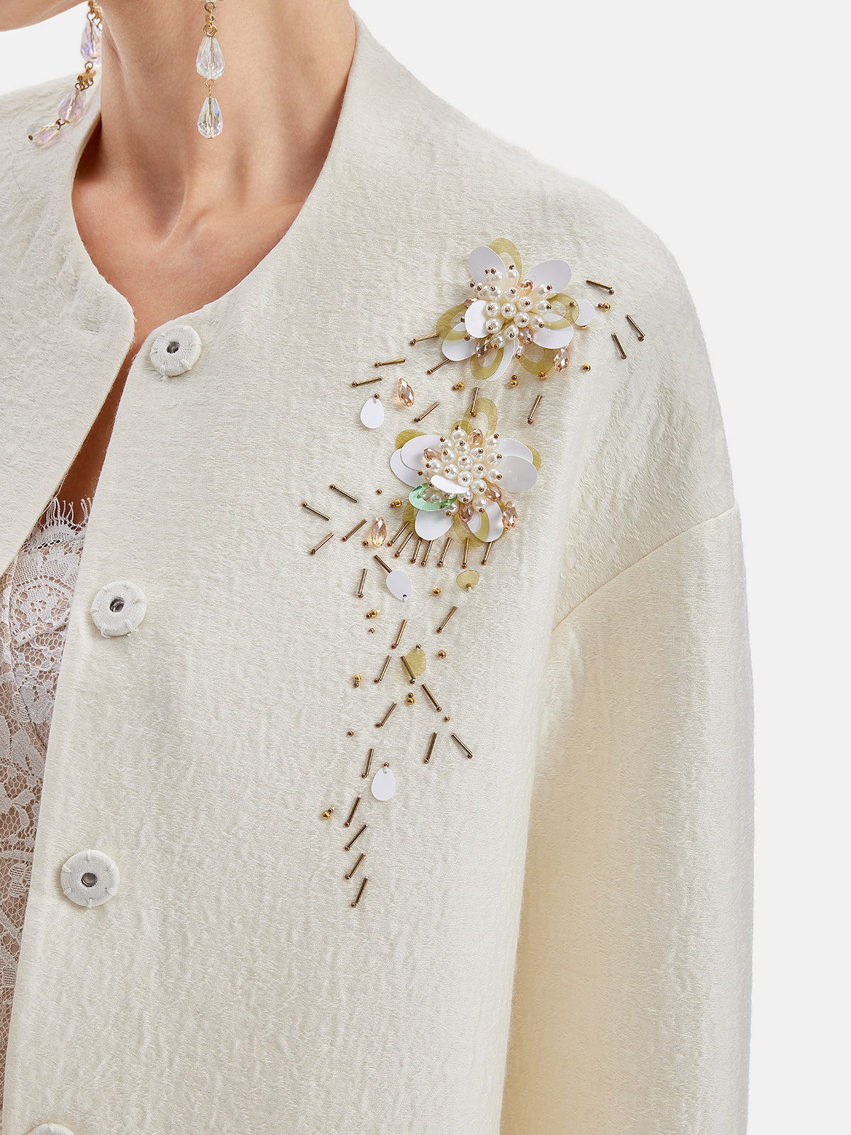 Italian Jacquard Wool Beaded Jacket