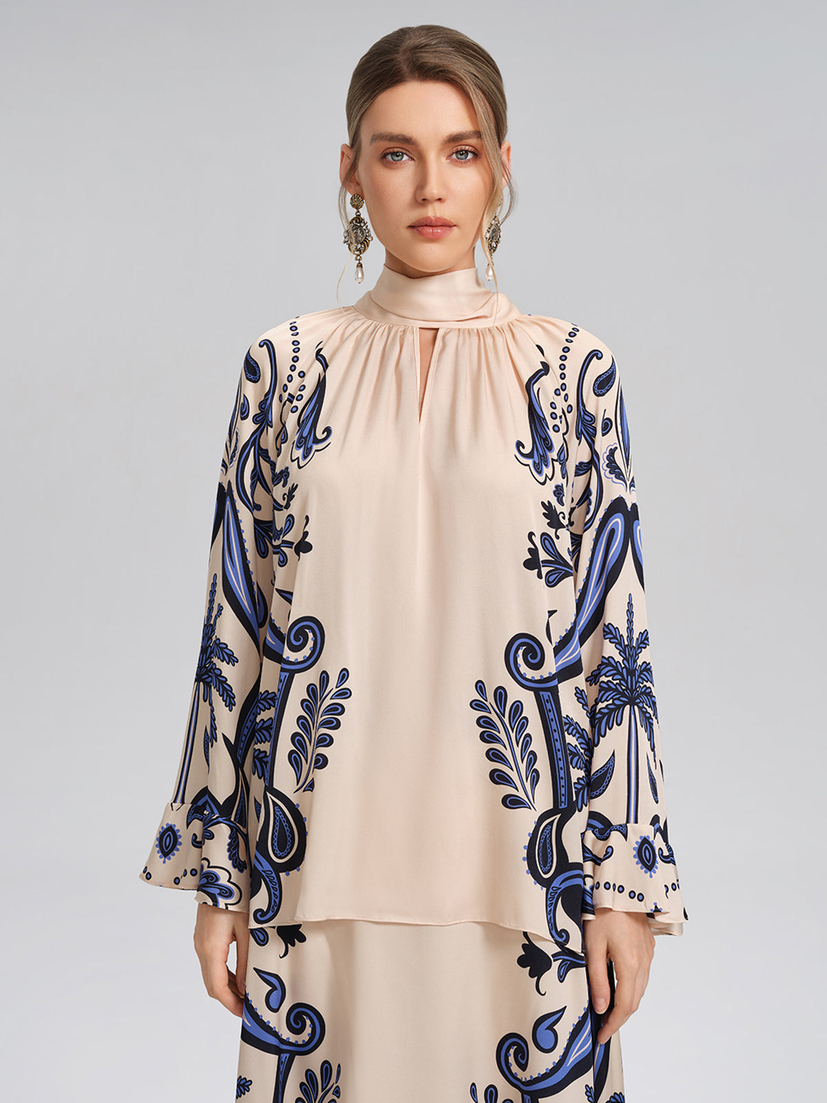 Stretch Silk Printed Substantial Blouse