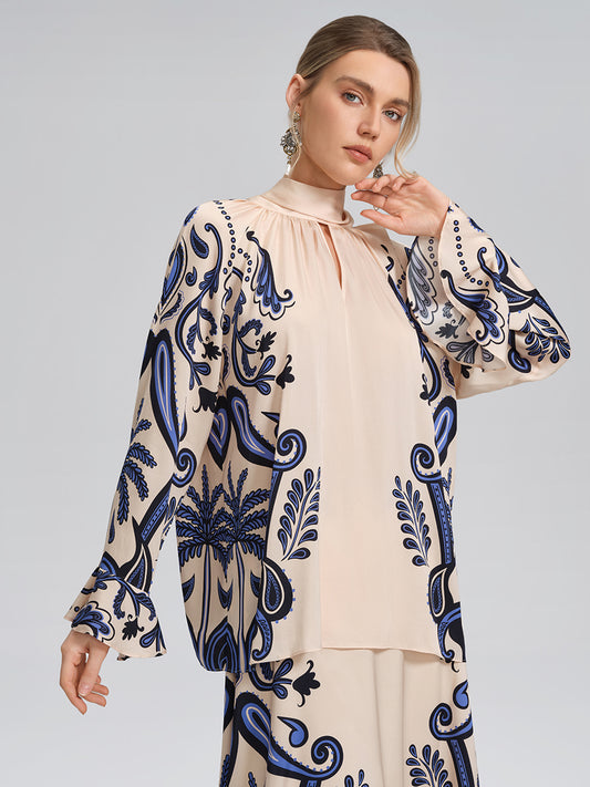 Stretch Silk Printed Substantial Blouse