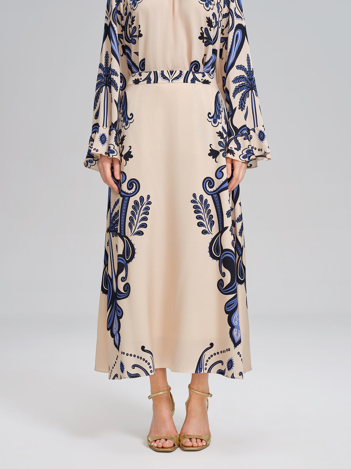 Stretch Silk Printed Substantial Skirt