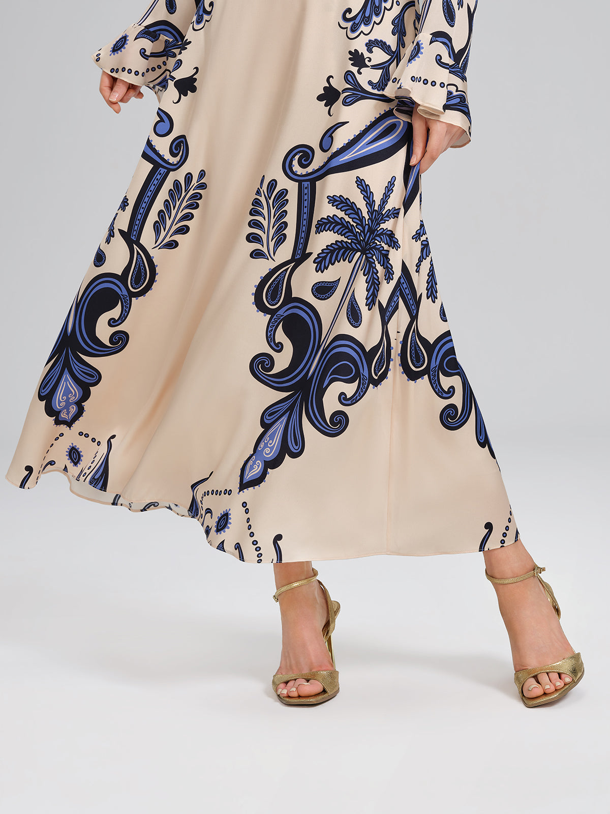 Stretch Silk Printed Substantial Skirt