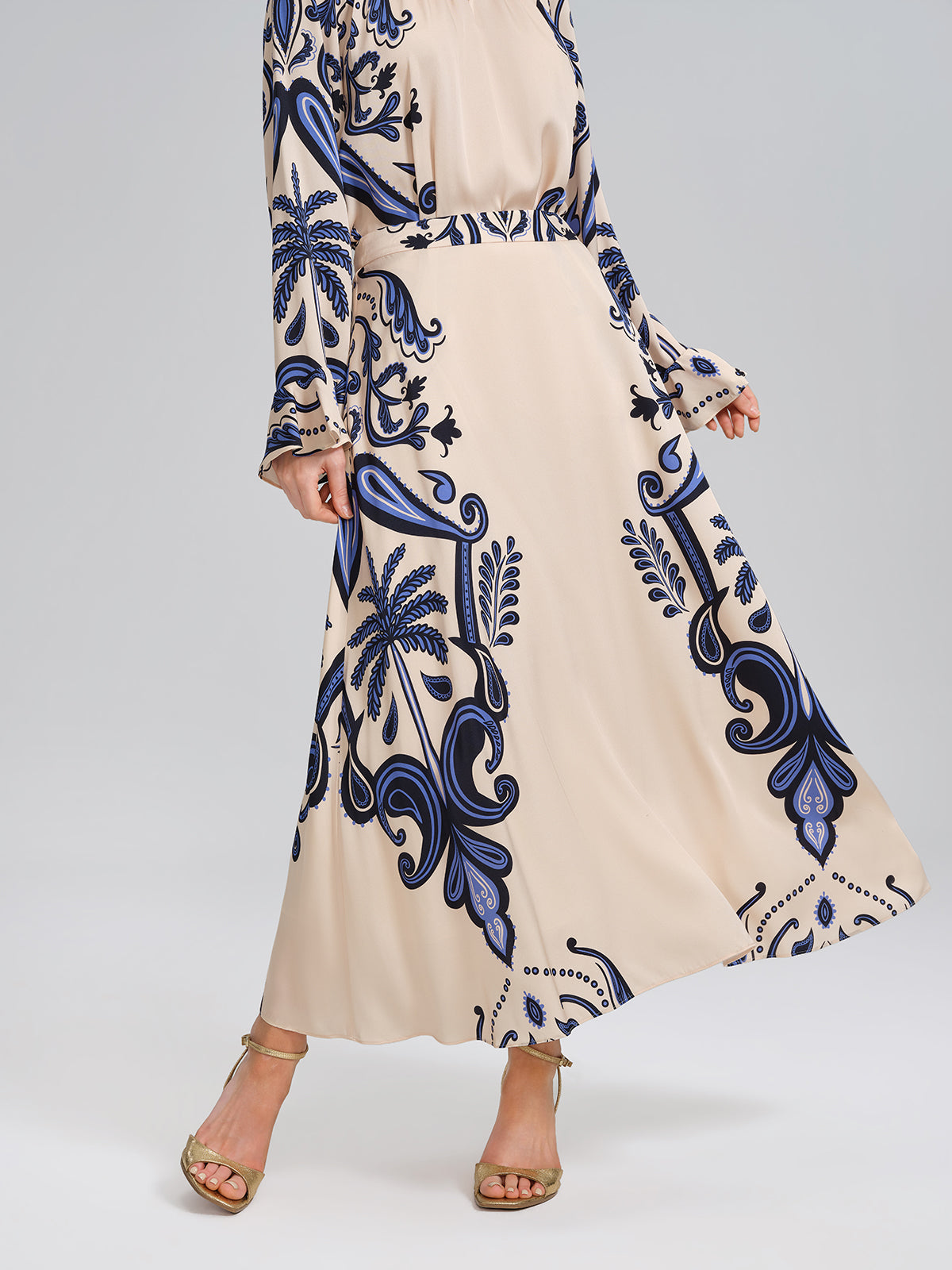 Stretch Silk Printed Substantial Skirt