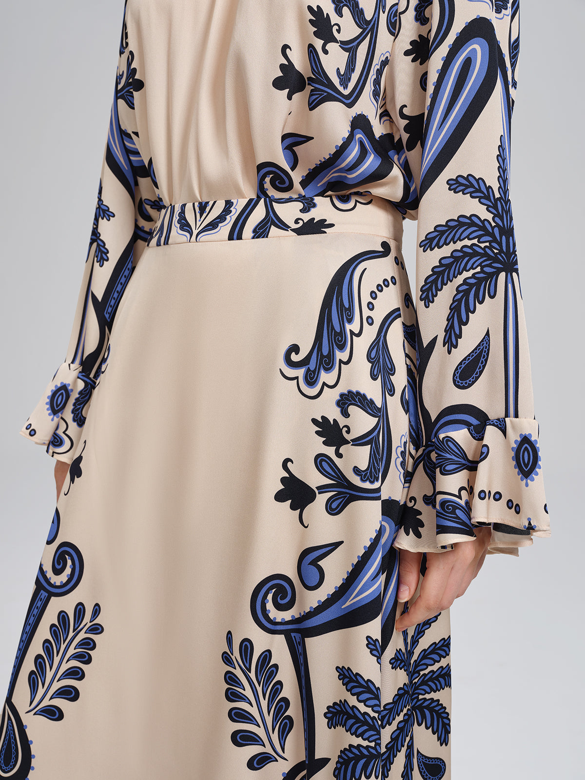 Stretch Silk Printed Substantial Skirt