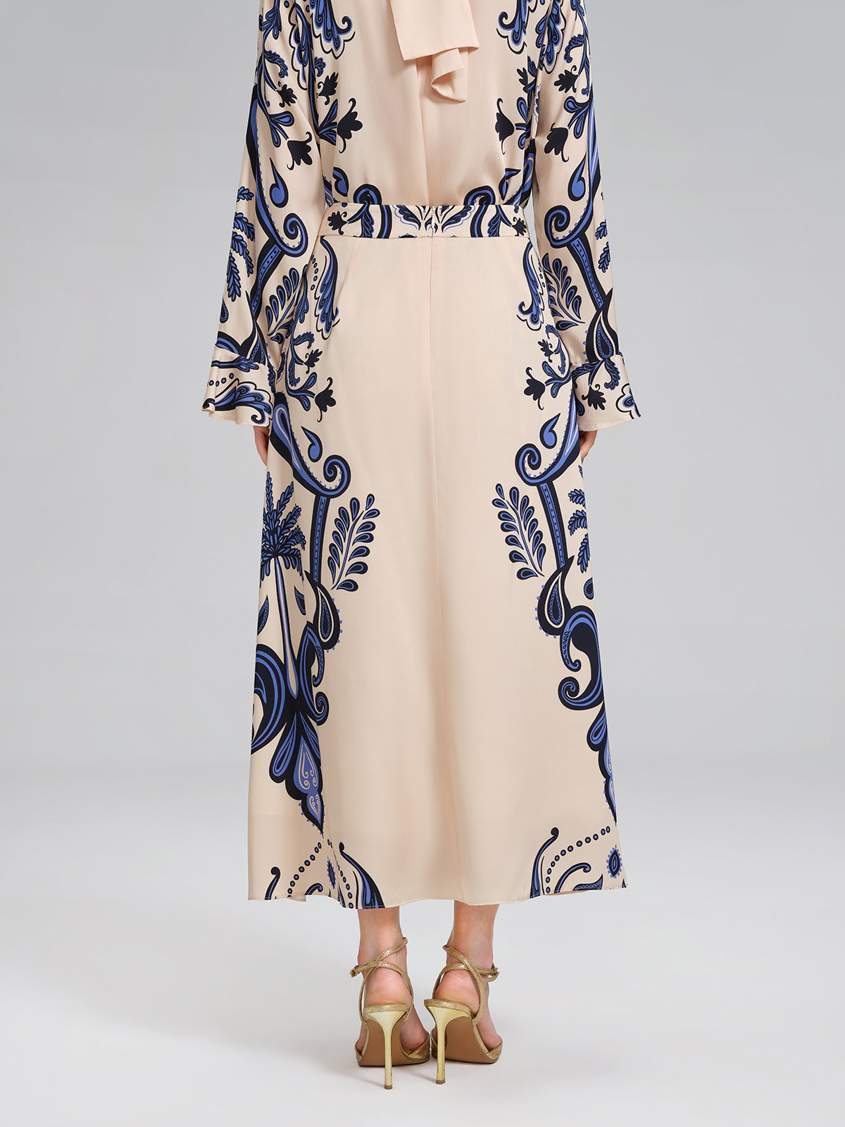 Stretch Silk Printed Substantial Skirt