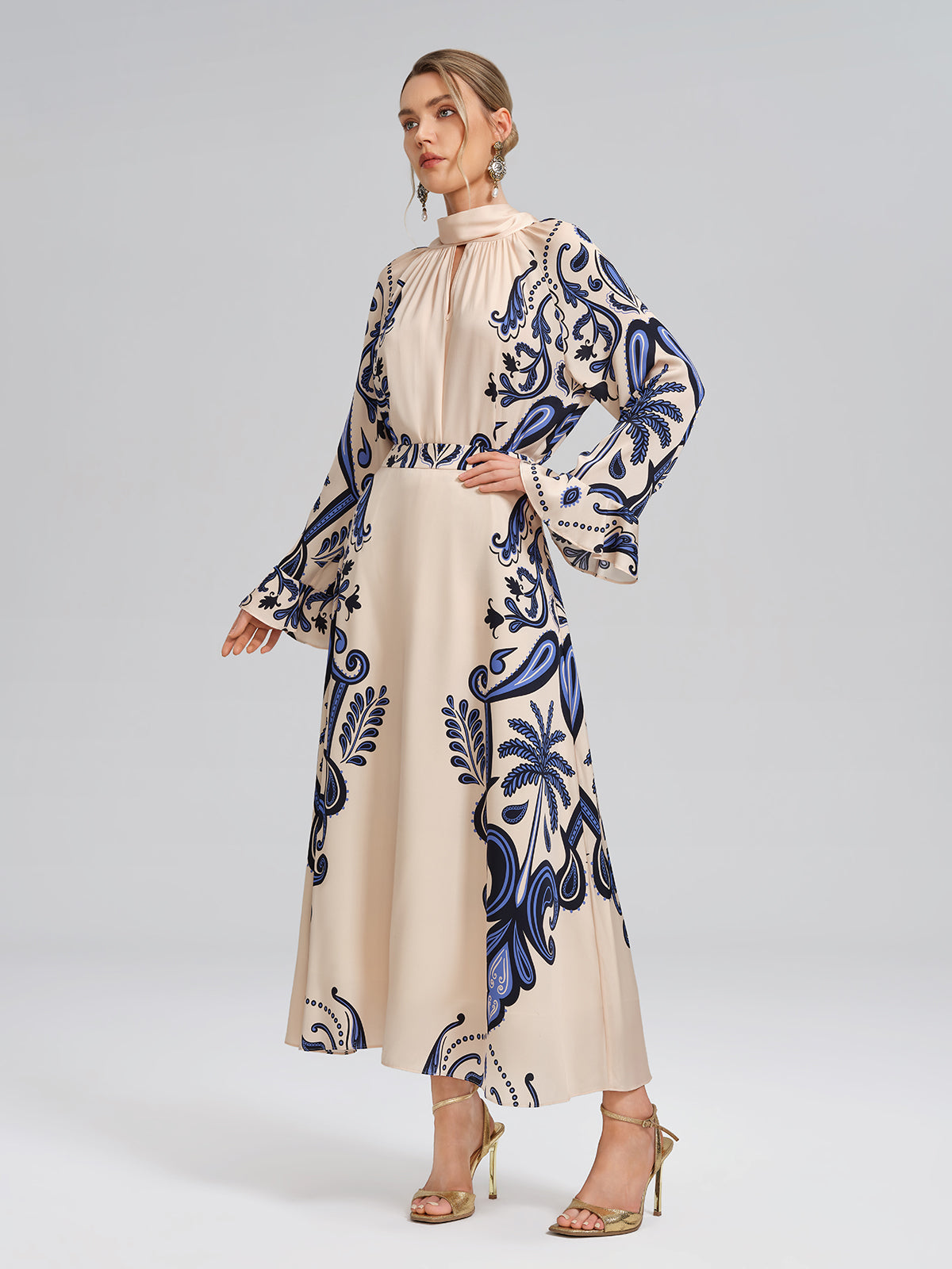 Stretch Silk Printed Substantial Skirt