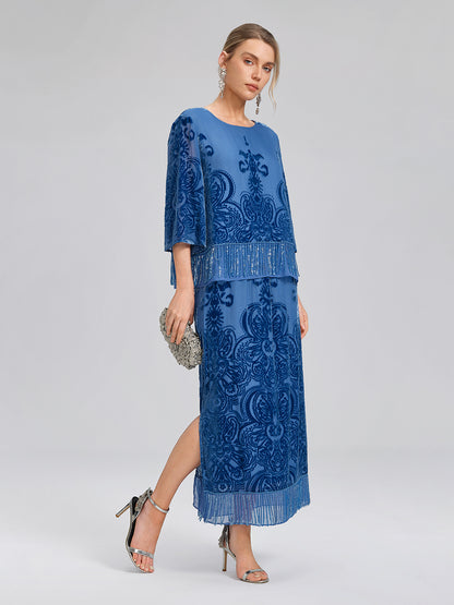 Silk Velvet Burnout Fringe Beaded Top