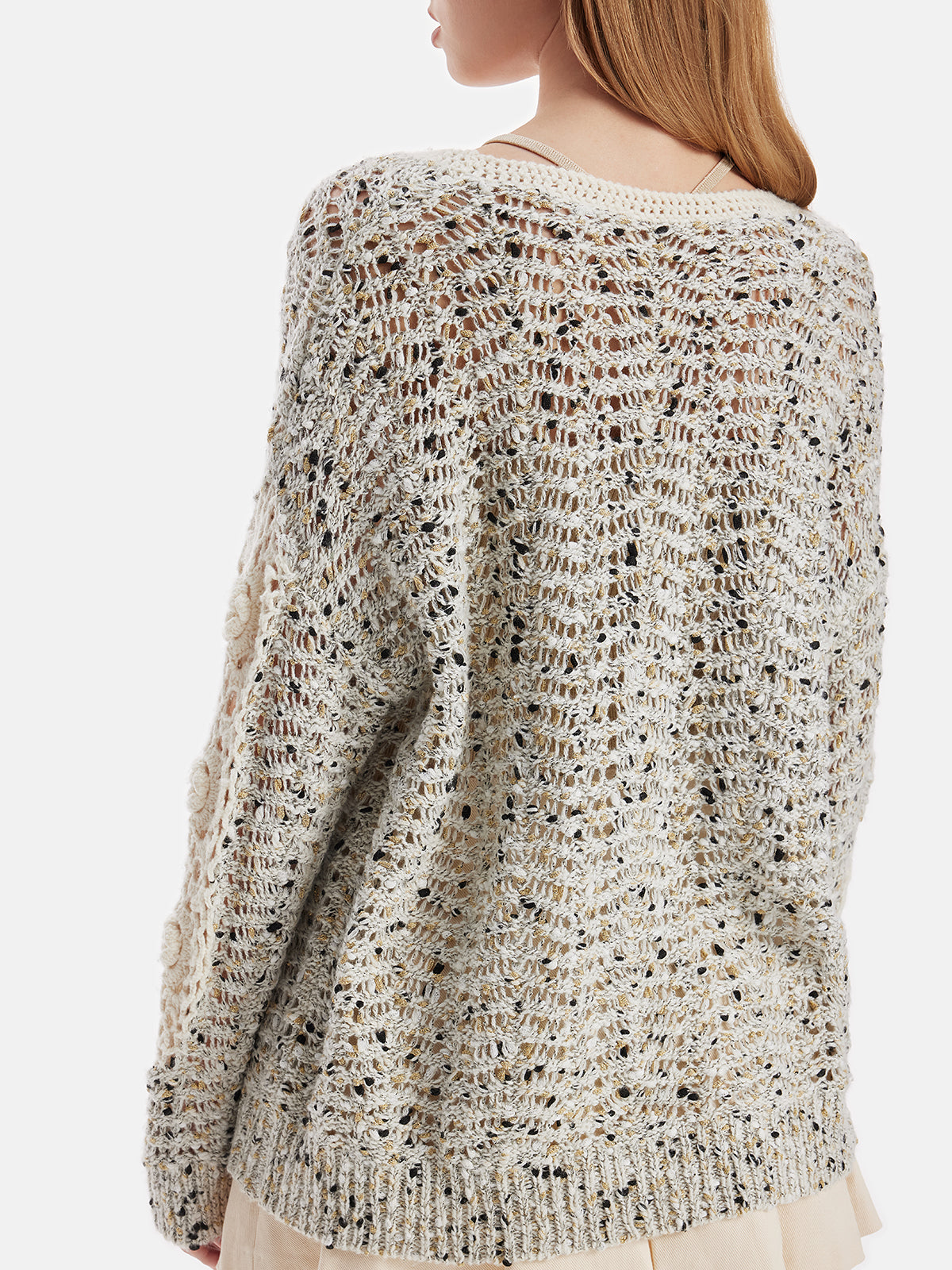 Cashmere Knit Rose Pattern Pullover