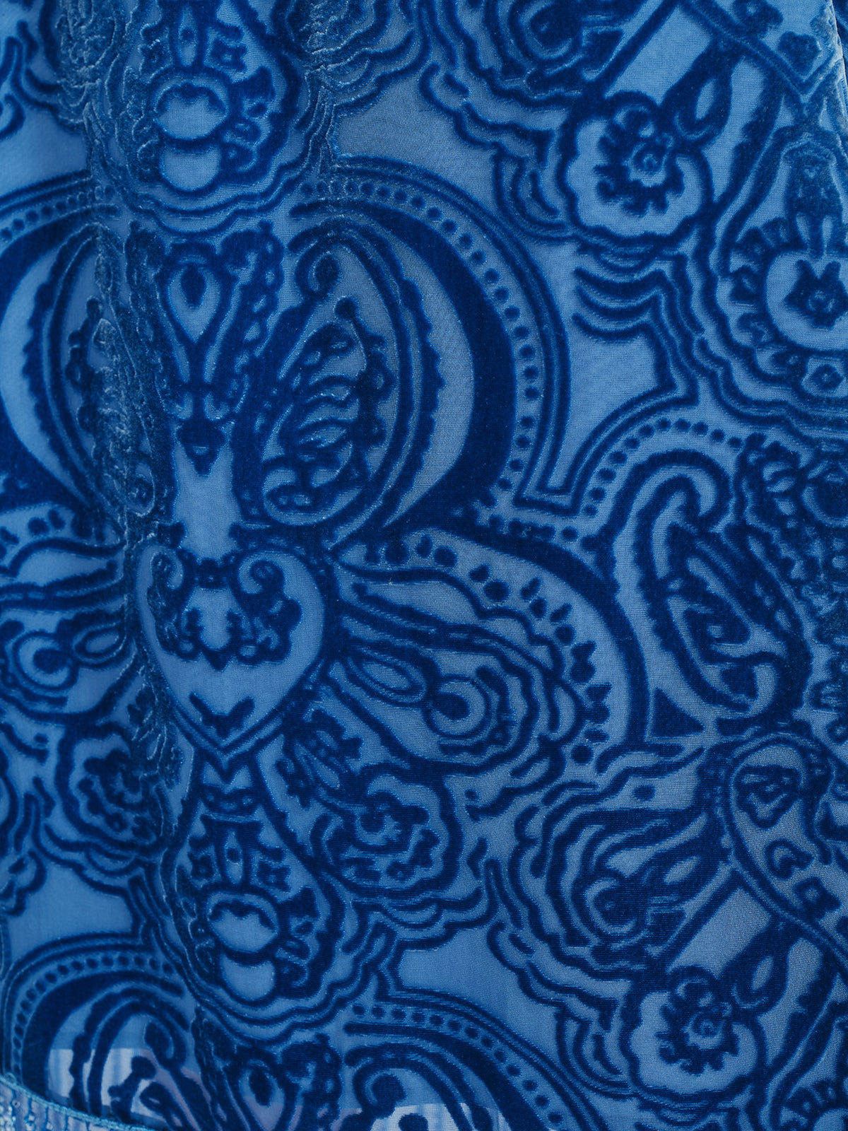 Silk Velvet Burnout Fringe Beaded Top