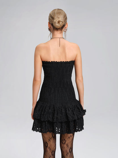 Cutout Strapless High-Stretch Cotton Dress