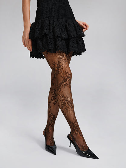 Lace Pattern Stretch Fishnet Tights