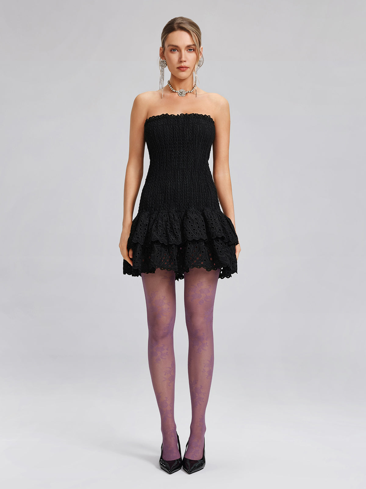 Floral Jacquard Stretch Tights