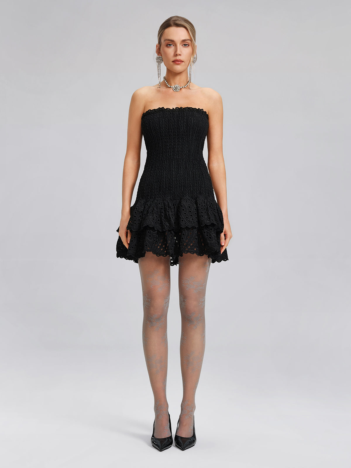 Floral Jacquard Stretch Tights