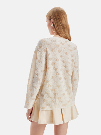 Merino Wool Jacquard Loose Sweater