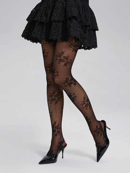Floral Jacquard Stretch Tights