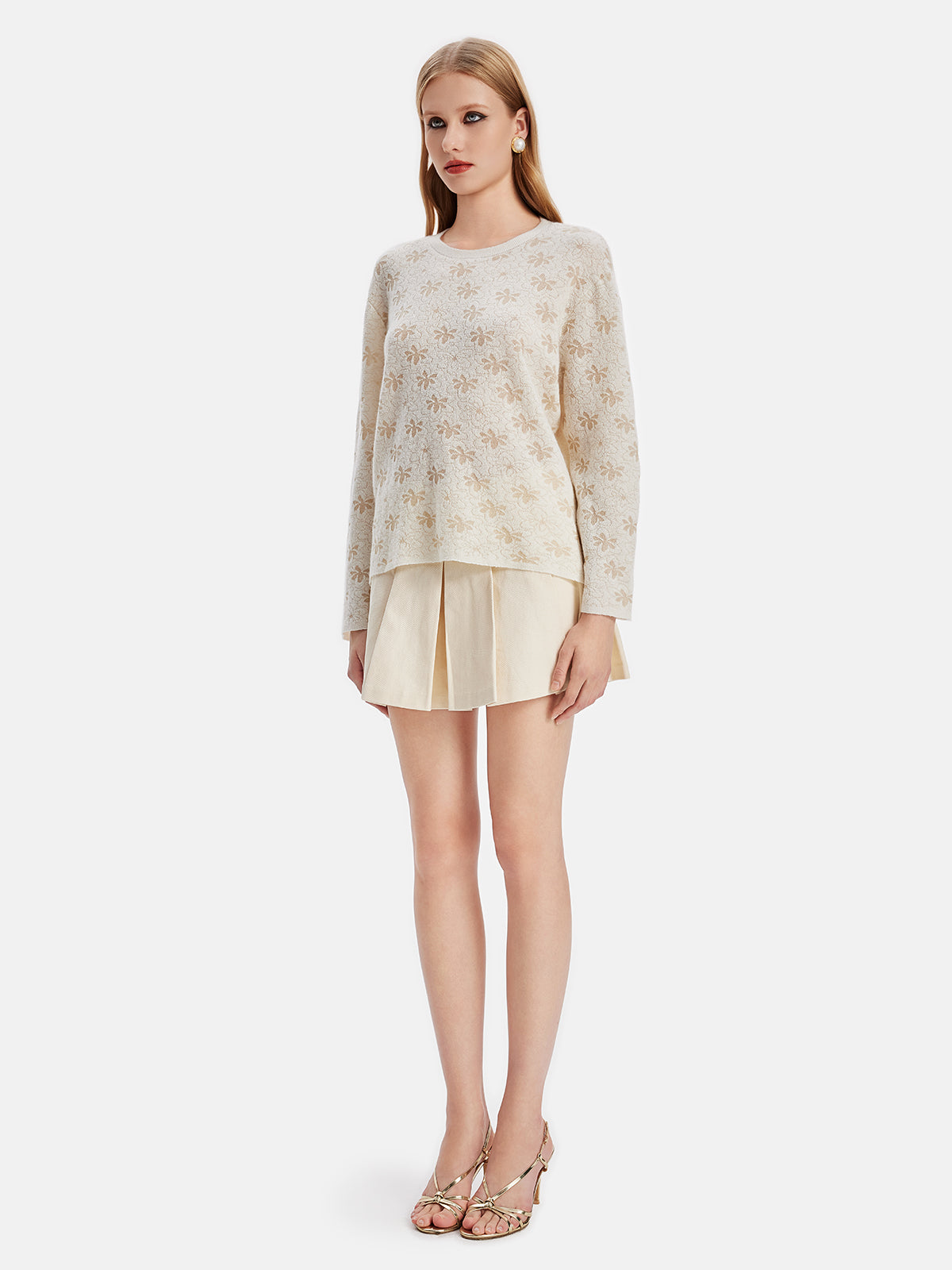 Merino Wool Jacquard Loose Sweater