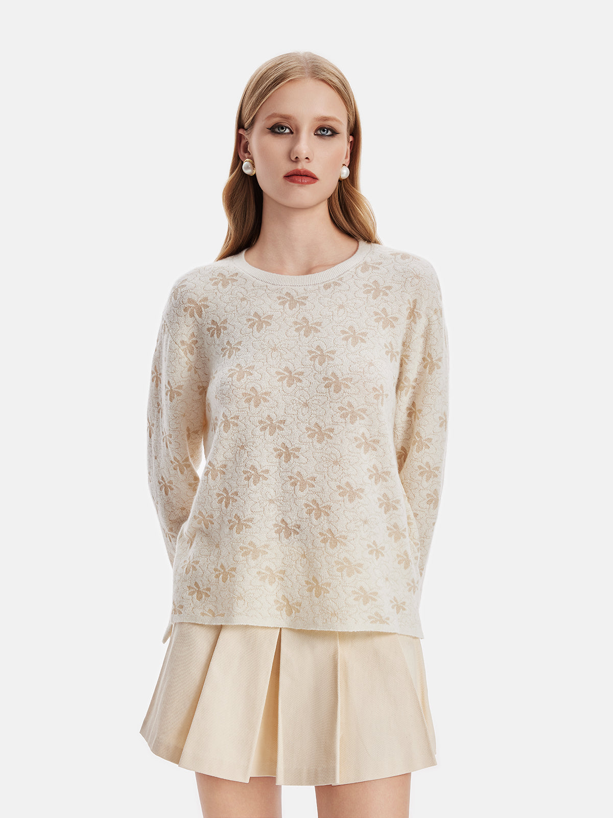 Merino Wool Jacquard Loose Sweater