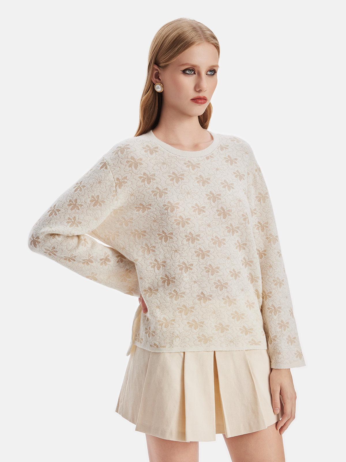 Merino Wool Jacquard Loose Sweater