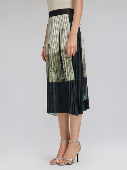 Artfully Pleated Elastic Waist Skirt
