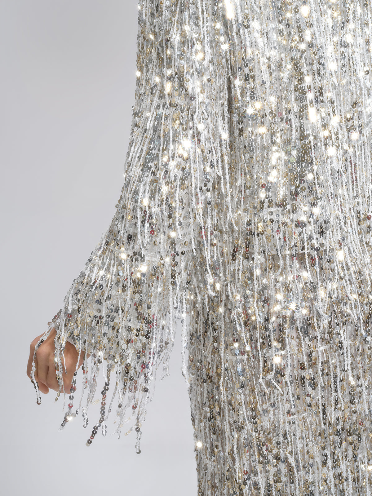 Sequined Beaded Fringe Cropped Jacket