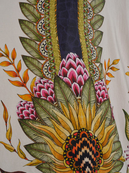 Silk Ethnic Totem Print Batwing Robe Dress