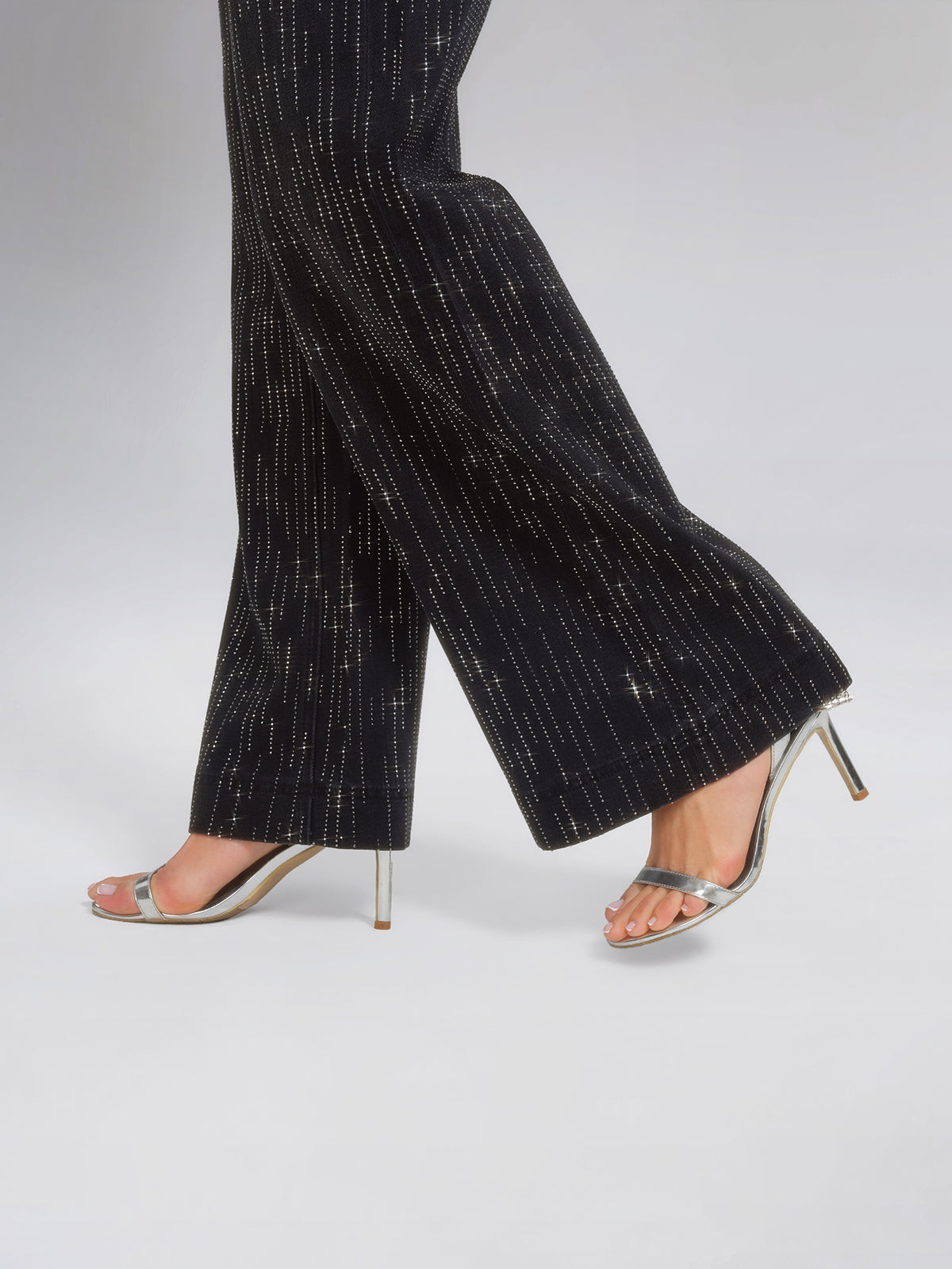 Vertical Stripe Rhinestone Jeans