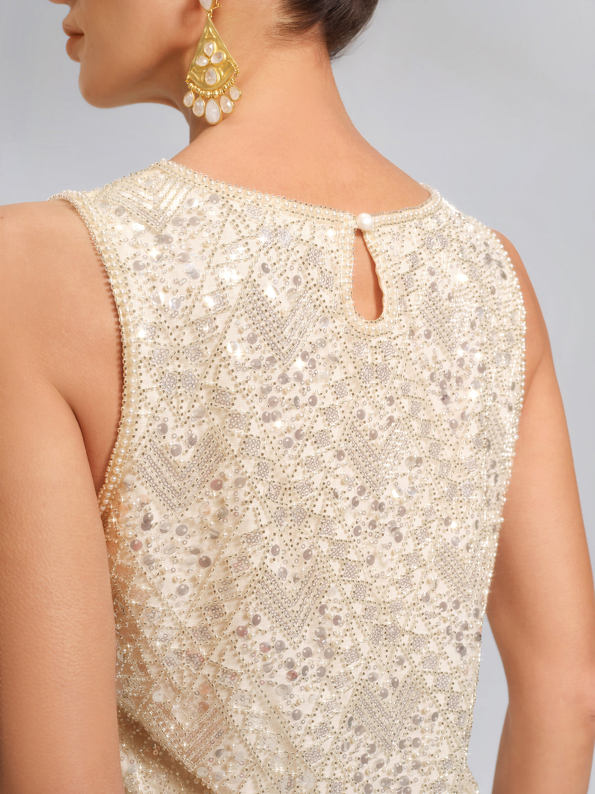 Triangle Hem Sequin Beaded Vest