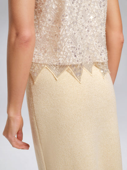 Triangle Hem Sequin Beaded Vest