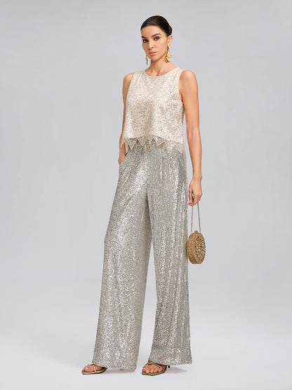 Triangle Hem Sequin Beaded Vest