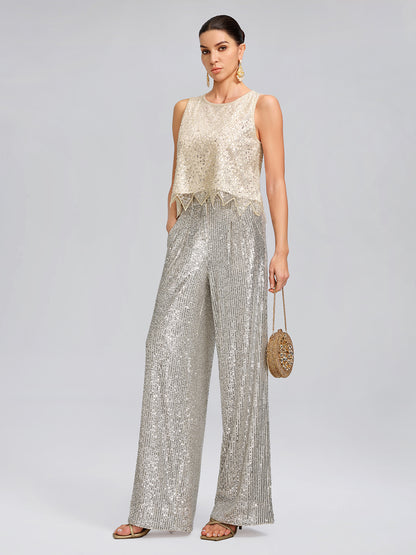 Triangle Hem Sequin Beaded Vest