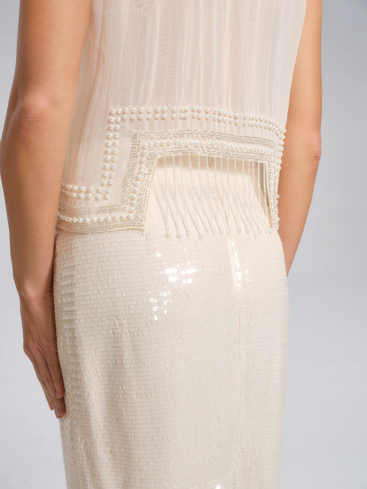 Asymmetric Hem Pearl Rhinestone Vest