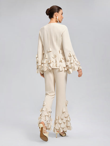 Hand-Sewn Beaded Sculptural Floral Top