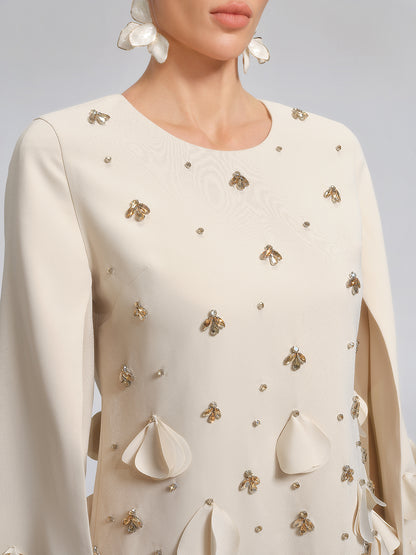 Hand-Sewn Beaded Sculptural Floral Top