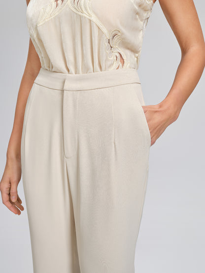 Hand-Sewn Beaded Sculptural Floral Trousers