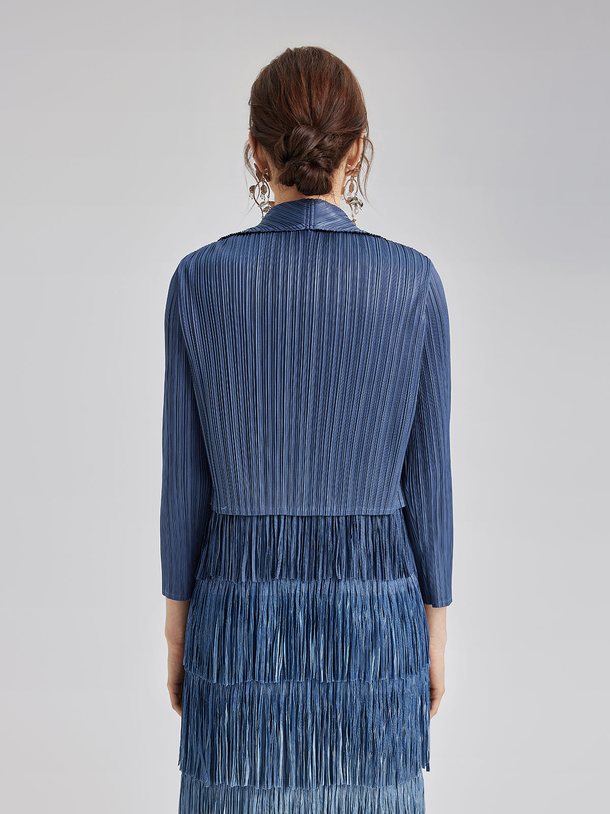 Elegant Pleated Ombre Fringe Dress Set