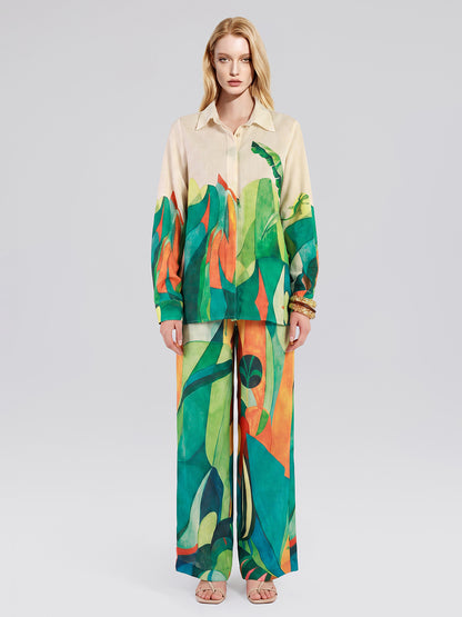 Beaded Tropical Abstract Print Set
