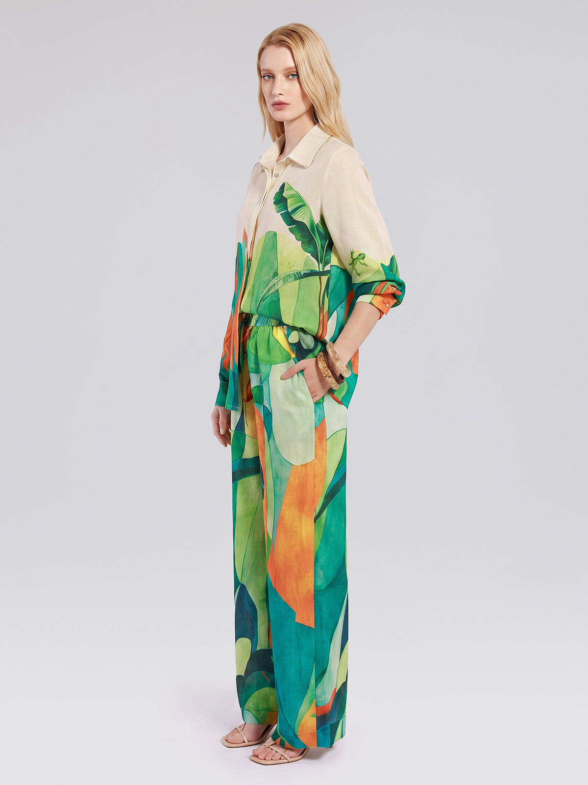 Beaded Tropical Abstract Print Set