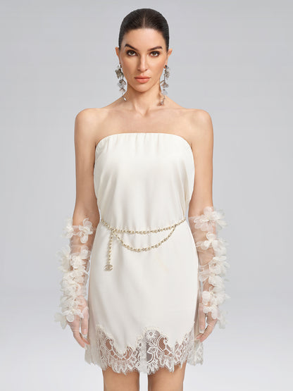 Sheer Floral Tulle Long Gloves