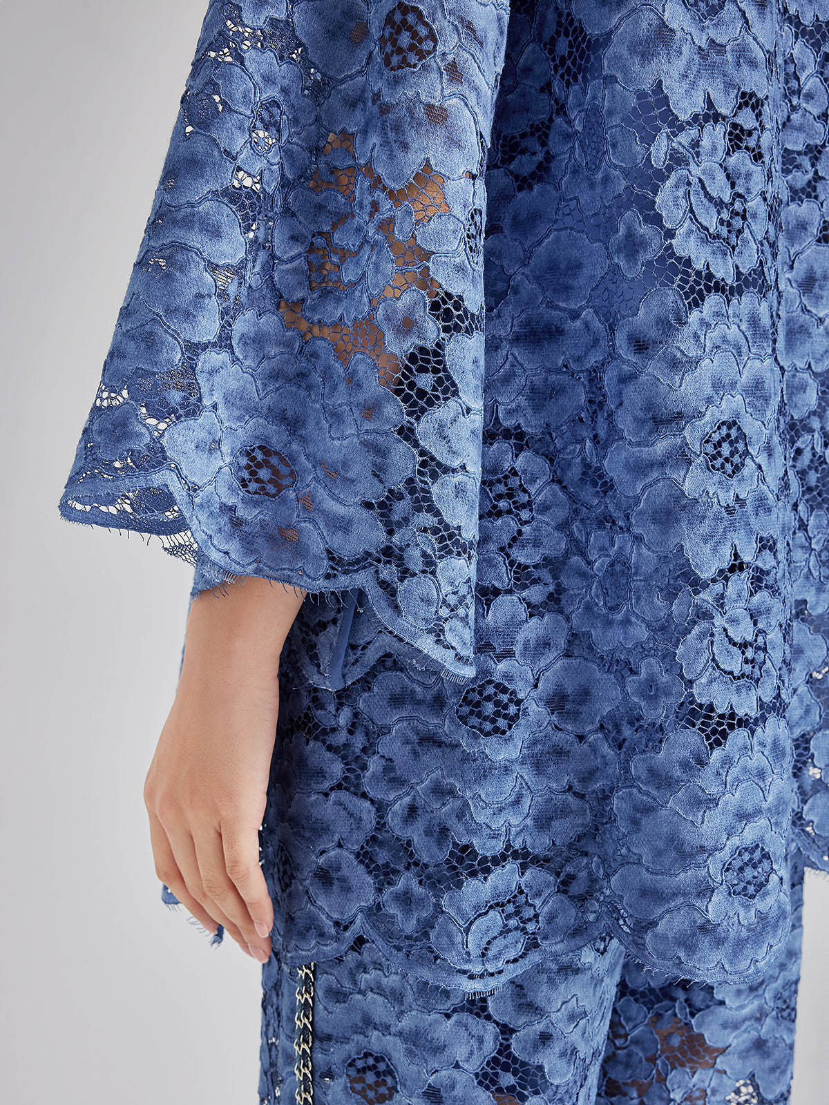 Retro Blue Wash Lace Top