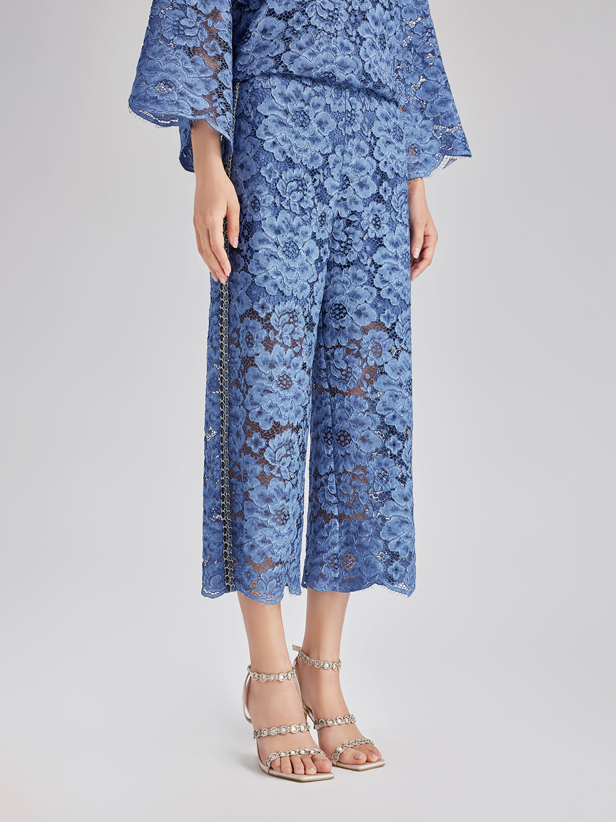 Retro Blue Wash Lace Elastic Pants