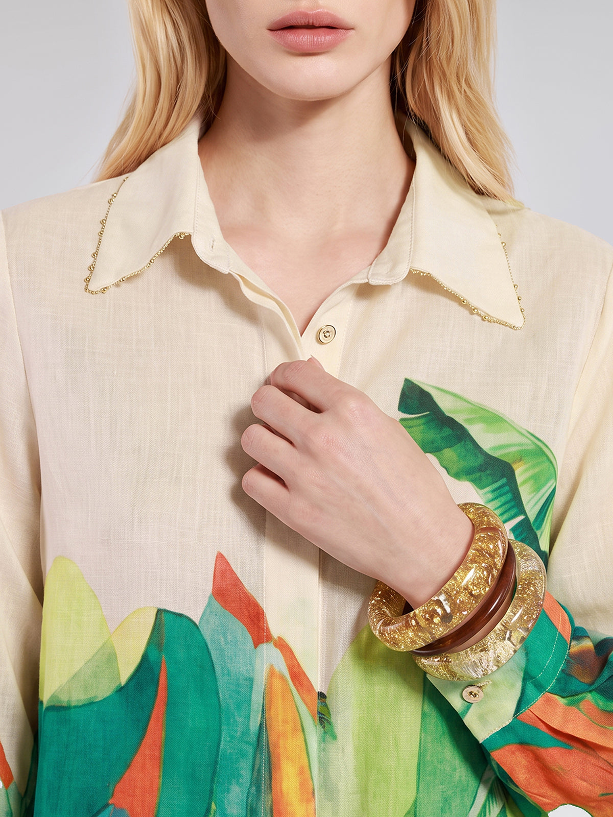 Beaded Tropical Abstract Print Set