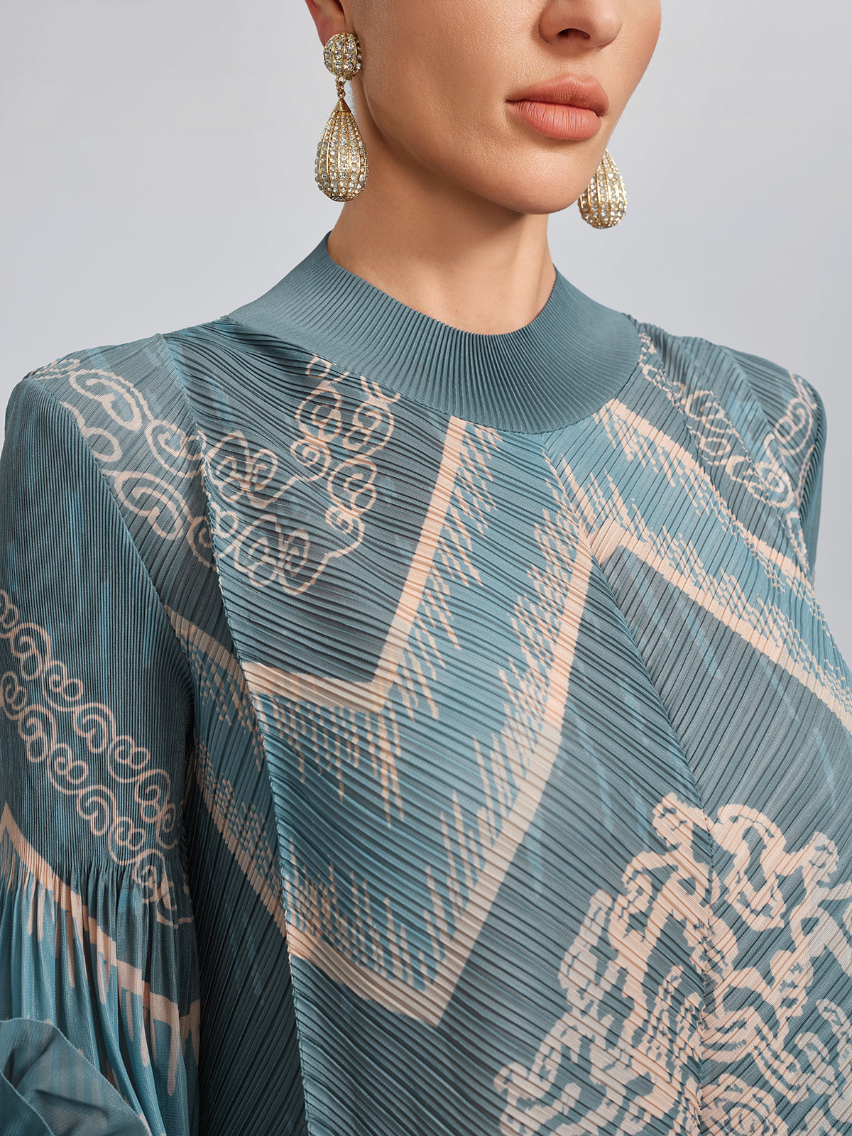 High-Stretch Pleated Printed Loose Dress