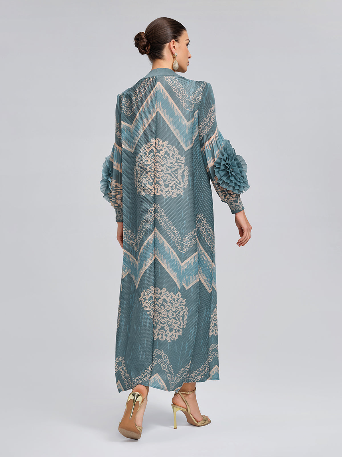 High-Stretch Pleated Printed Loose Dress