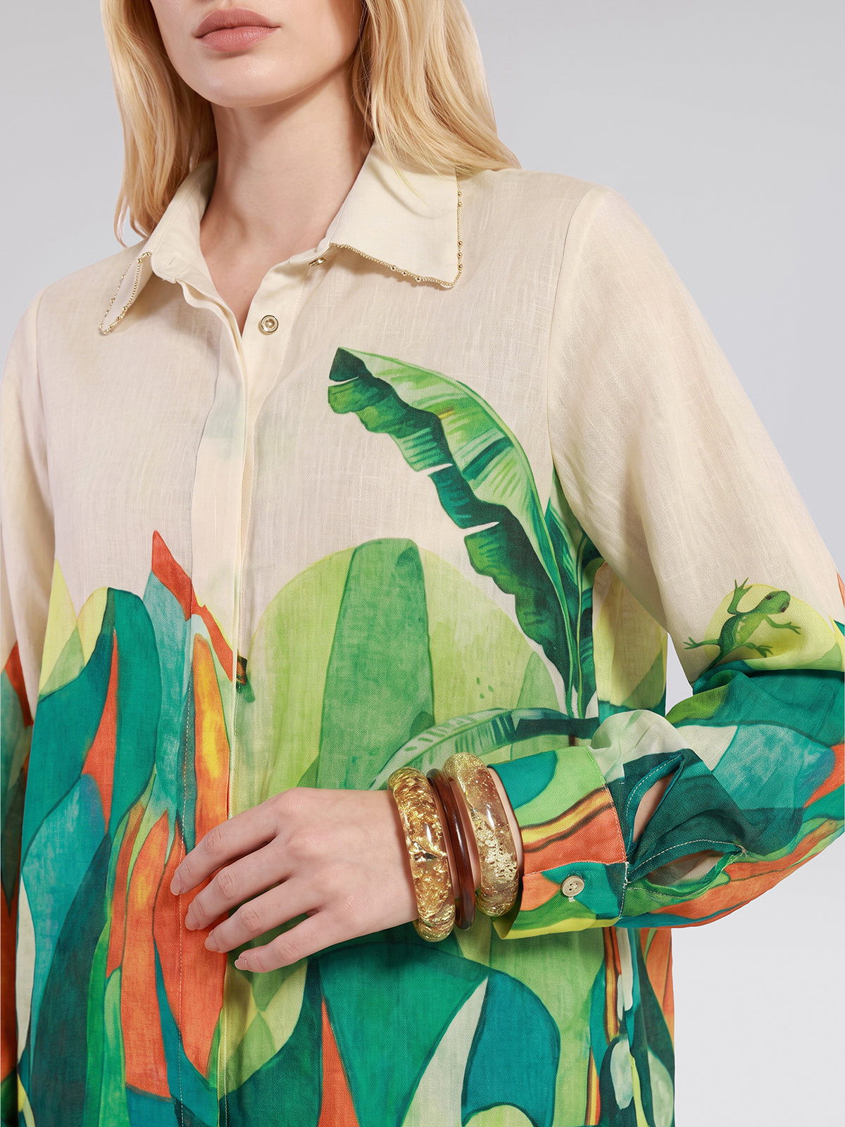 Beaded Tropical Abstract Print Set
