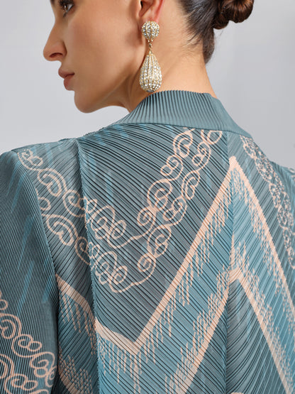 High-Stretch Pleated Printed Loose Dress